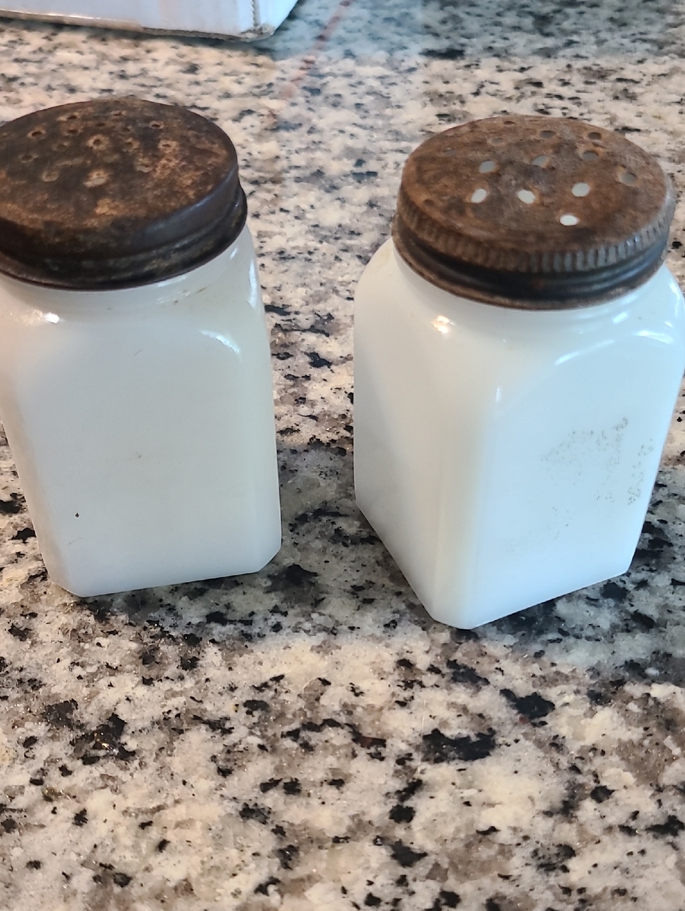 Vintage Sailboat Salt & Pepper Shakers - White with Red & Blue Graphics - Picture 2 of 4